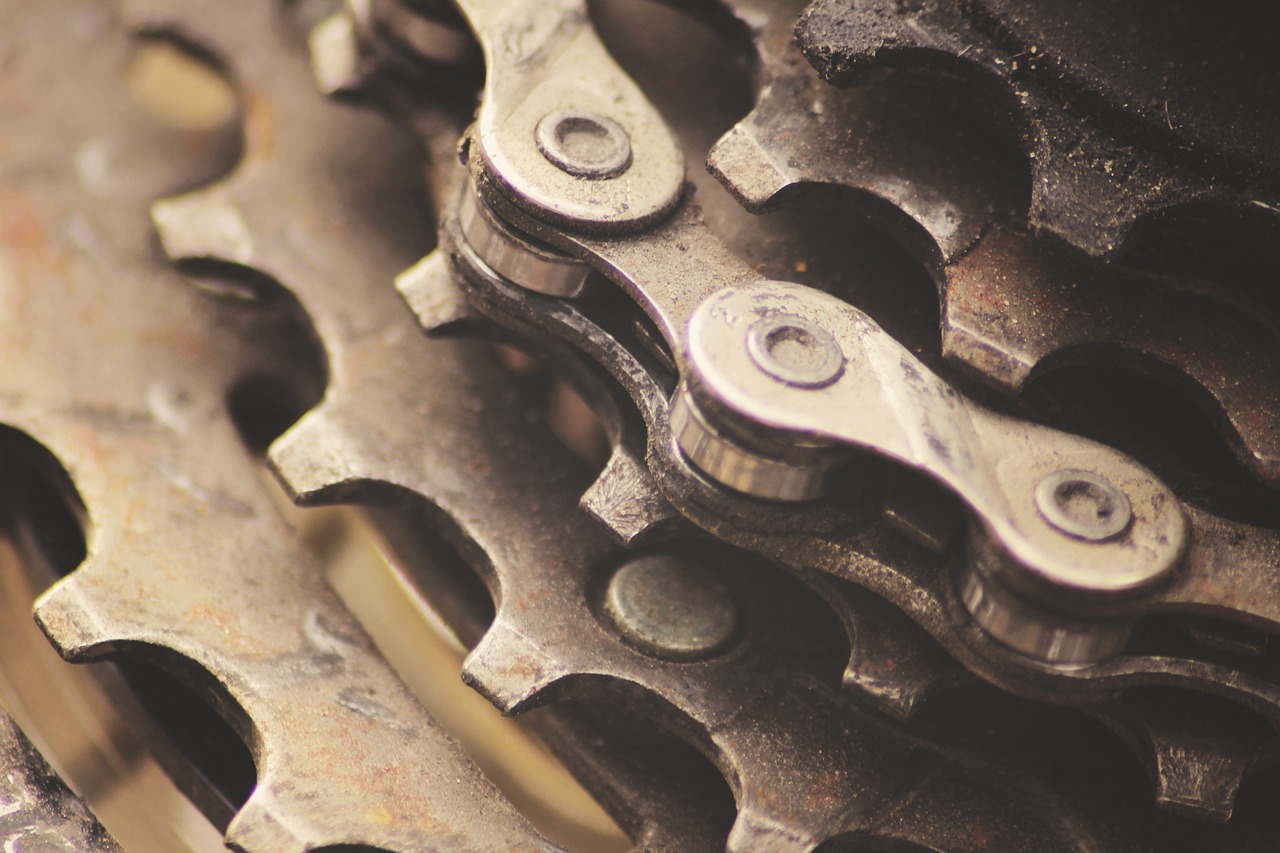 gears, chains, bike, brown bike